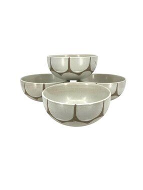 Creative Co-Op Stoneware Handpainted Bowls 5.5 Inch Set Of 4 Scallop Half Circle